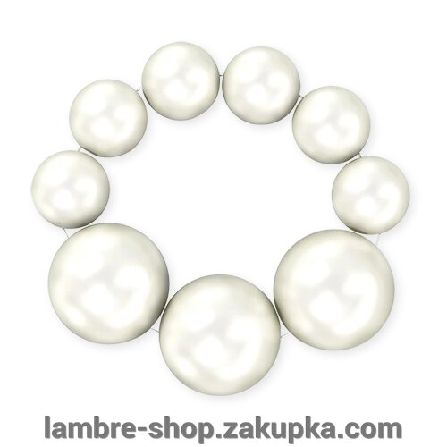 Браслет з великого білого перлів 16 см ##от компании## Ламбро-ШОП - ##фото## 1