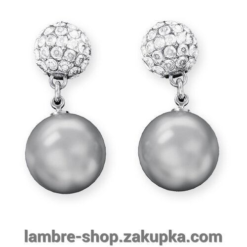 Сережки з сірим перлами 3 см від компанії Ламбро-ШОП - фото 1