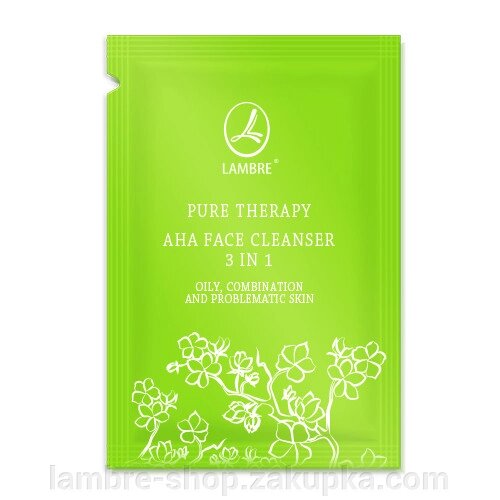 ТЕСТЕР Отшелушіающій очіщаючій гель на основе AHA-кислот LAMBRE Pure Therapy AHA-Face Cleanser 3 in1 2 ml ##от компании## Ламбро-ШОП - ##фото## 1