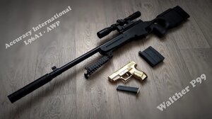 Гвинтівка Снайперська AWP з лазером на пластикових кульках із гри CS Counter Strike + Пістолет