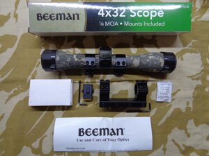 Приціл оптичний Beeman 4x32 + моноблок + кільця + стопор
