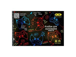 Альбом для малювання 30арк. GAMER, А4, 120г/м2 на пружині, т. синій, KIDS Line ТМ ZiBi