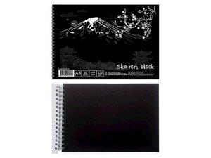 Альбом для малювання 30арк. на спір., 120 г/м A4, чорний папір, BL4130 ТМ ОФОРТ