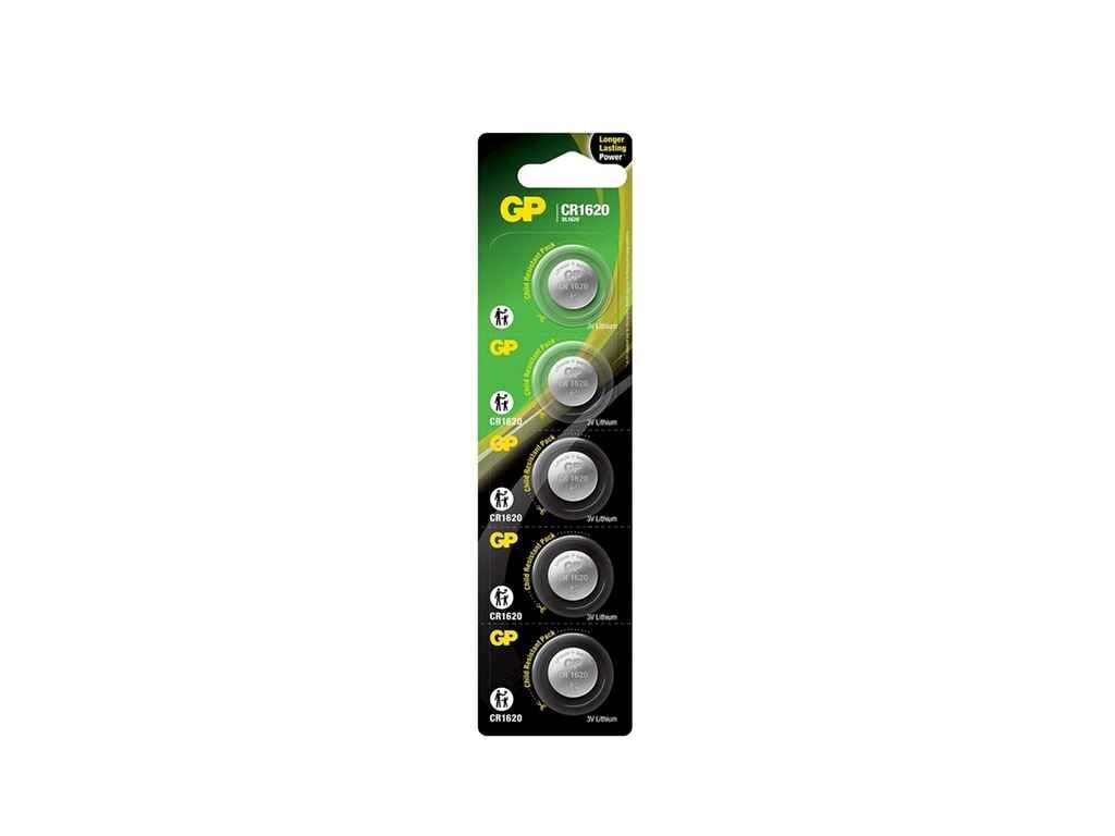 Батарейка літієва CR1620 Lithium Button Cell 3.0V 7U5 5шт (блістер) ТМ GP від компанії Фортеця - фото 1