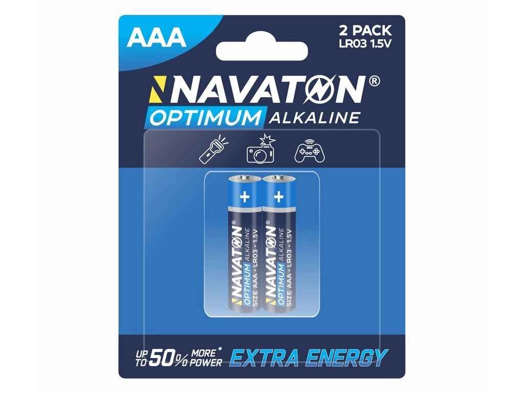 Батарейка лужна LR03 2шт (блістер) OPTIMUM Alkaline 2AAA - LR03-2B ТМ NAVATON від компанії Фортеця - фото 1