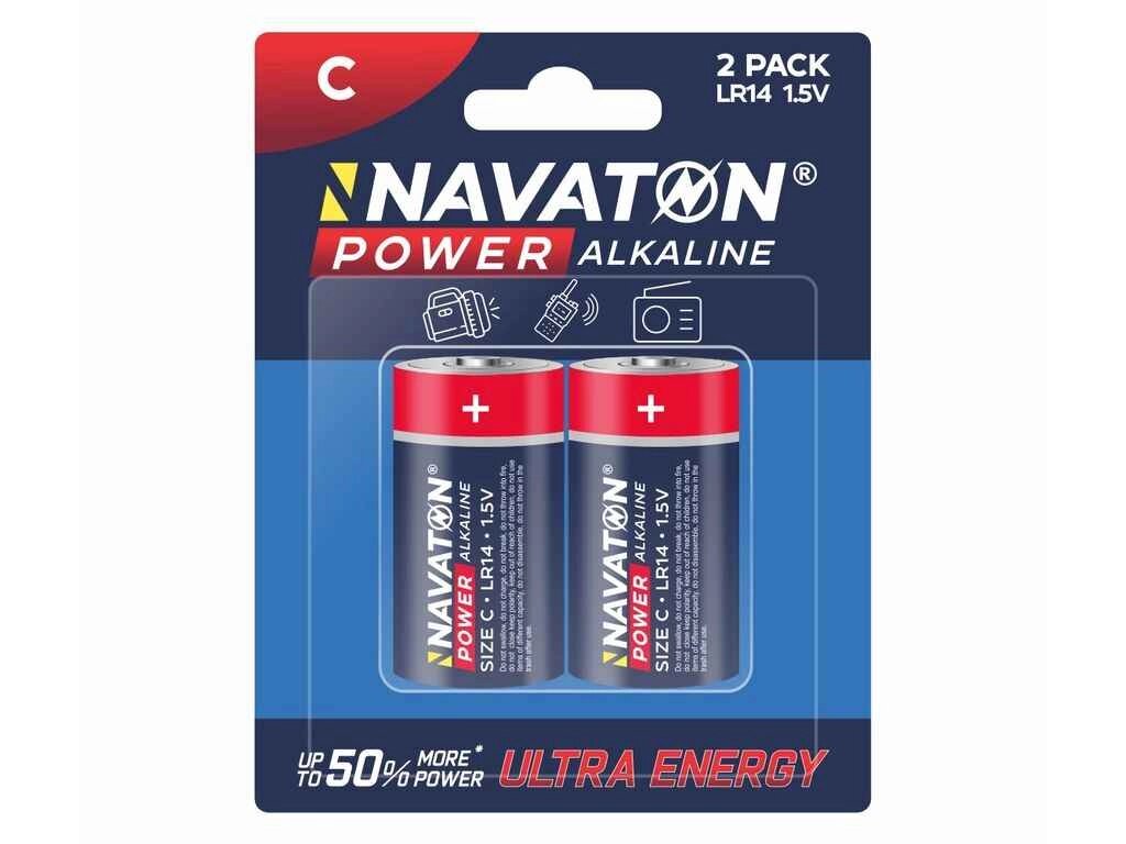 Батарейка лужна LR14/C 2шт (блістер) POWER Alkaline 2C - LR14-2B ТМ NAVATON від компанії Фортеця - фото 1