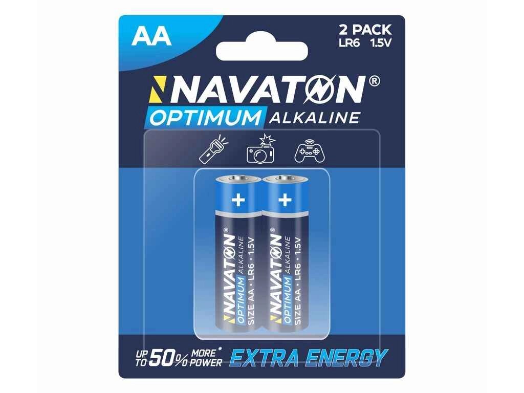 Батарейка лужна LR6 2шт (блістер) OPTIMUM Alkaline 2AA - LR6-2B ТМ NAVATON від компанії Фортеця - фото 1