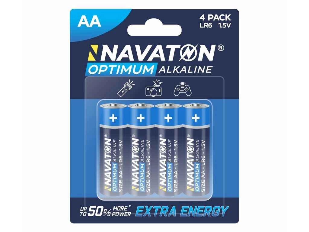 Батарейка лужна LR6 4шт (блістер) OPTIMUM Alkaline 4AA - LR6-4B ТМ NAVATON від компанії Фортеця - фото 1