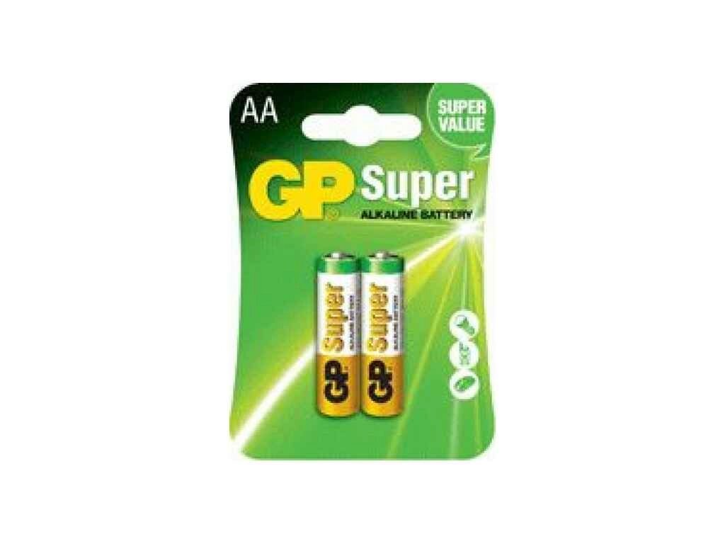 Батарейка лужна LR6/AA Super alkaline 1.5V 15A-U2 2шт (блістер) ТМ GP від компанії Фортеця - фото 1