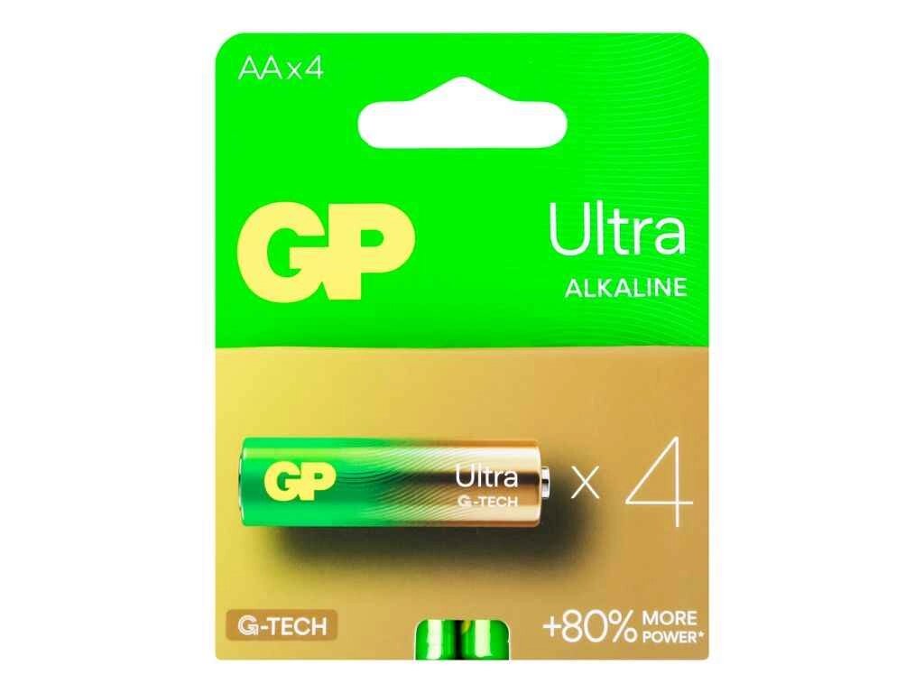 Батарейка лужна LR6/AA Ultra Alkaline 1.5V 15AU21-SB4 4шт (спайка) ТМ GP від компанії Фортеця - фото 1