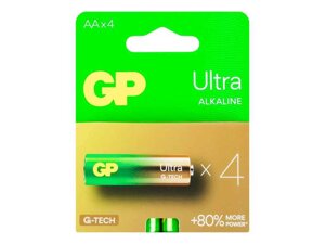 Батарейка лужна LR6/AA Ultra Alkaline 1.5V 15AU21-SB4 4шт (спайка) ТМ GP