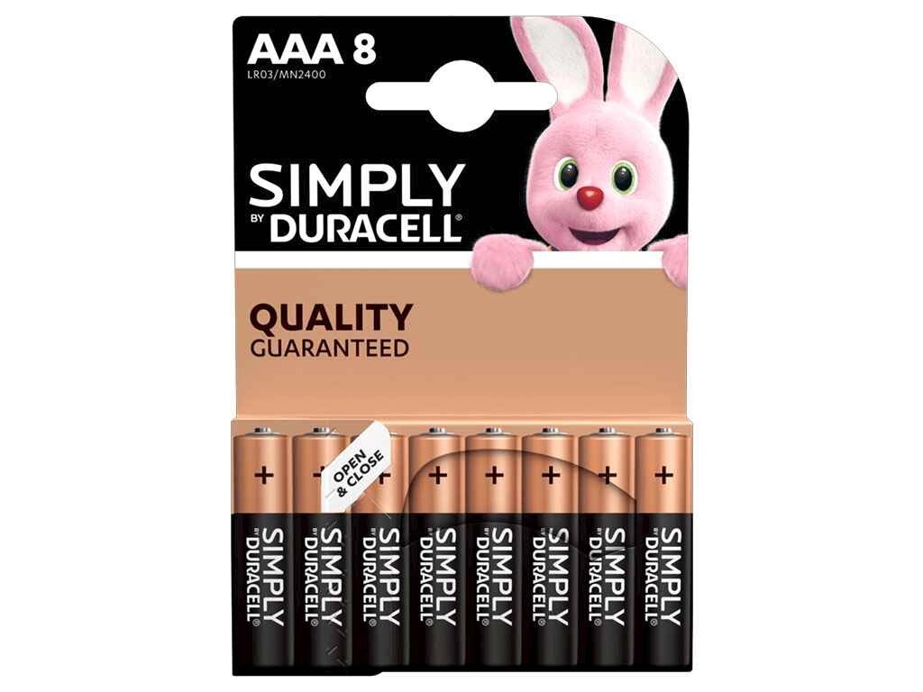 Батарейка Simply AAA алкалінова 1.5V LR03 8шт відр набір 2X4 шт. ТМ DURACELL від компанії Фортеця - фото 1