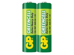 Батарейка сольова R6/AA Greencell зелена 2шт (спайка) ТМ GP