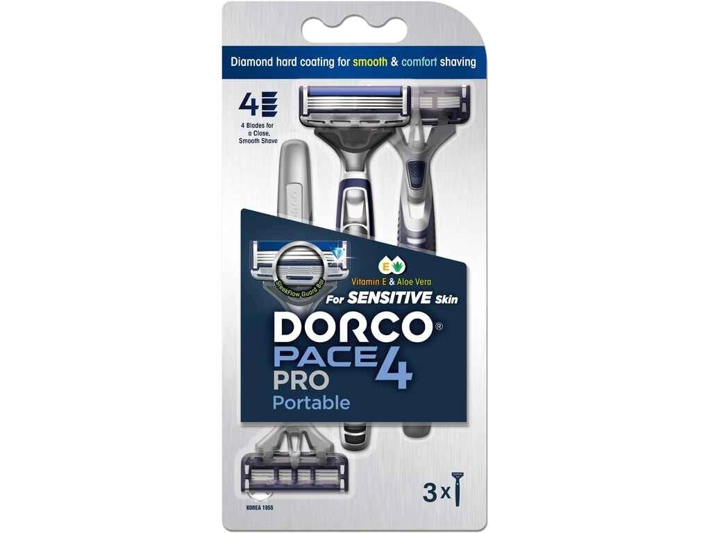 Бритва одноразова 3шт PACE 4 PRO (4 леза) ТМ Dorco від компанії Фортеця - фото 1