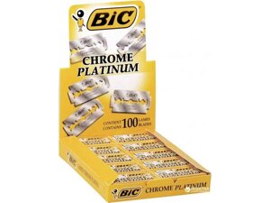 Леза для гоління 100шт Chrome Platinum (20пач*5лез) коробка ТМ BIC