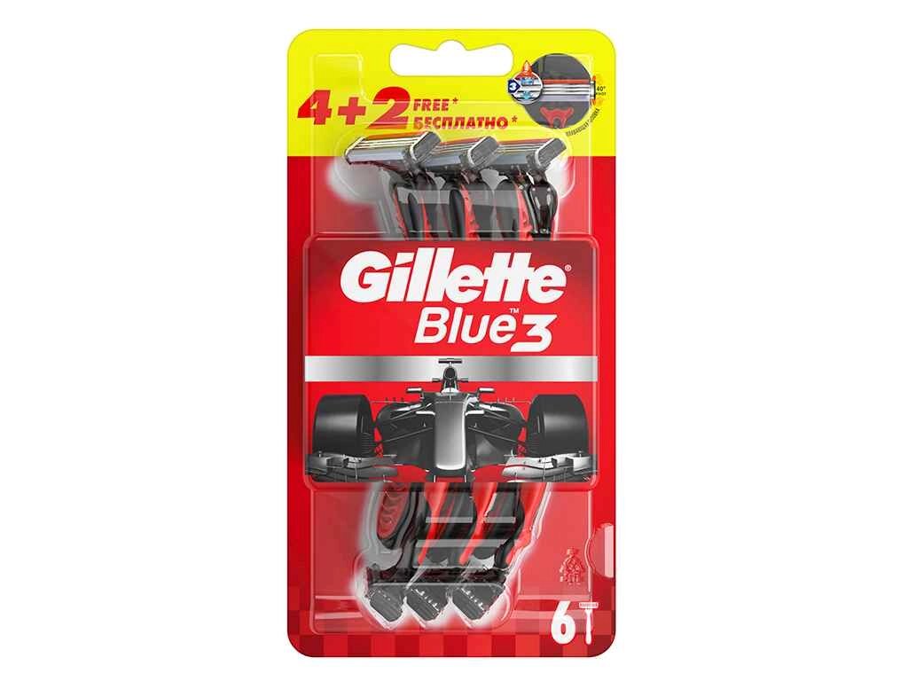 Бритви одноразові GILLETTE Blue 3 Red (6 шт) від компанії Фортеця - фото 1