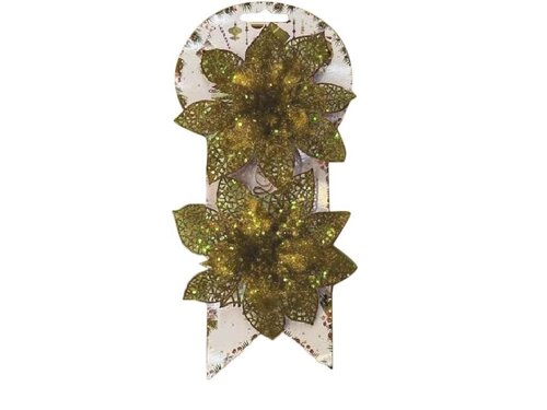 Декор святковий Квіти 14см золото (2шт/уп) M48164 ТМ STENSON