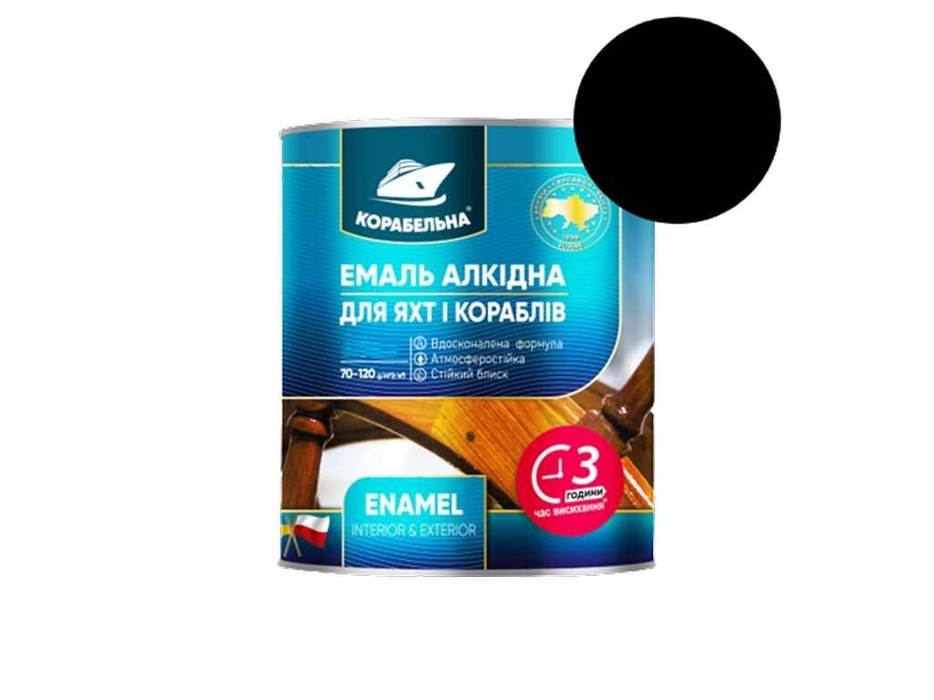 Емаль алкідна ПФ-115 Чорний 0,25кг ТМ КОРАБЕЛЬНА від компанії Фортеця - фото 1