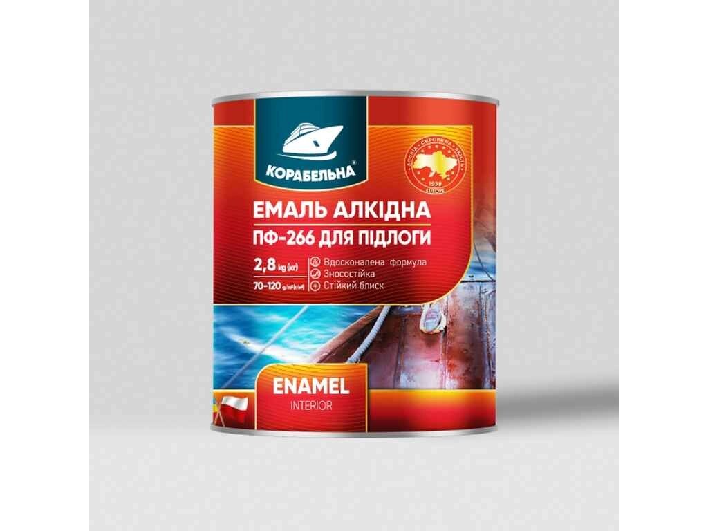 Емаль алкідна ПФ-266 Червоно-коричневий 2,8кг ТМ КОРАБЕЛЬНА від компанії Фортеця - фото 1