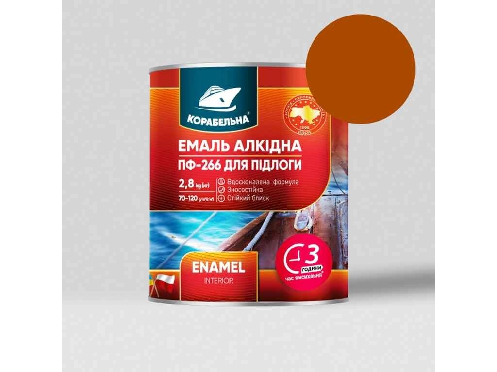 Емаль алкідна ПФ-266 Жовто-коричневий 0,9кг ТМ КОРАБЕЛЬНА від компанії Фортеця - фото 1