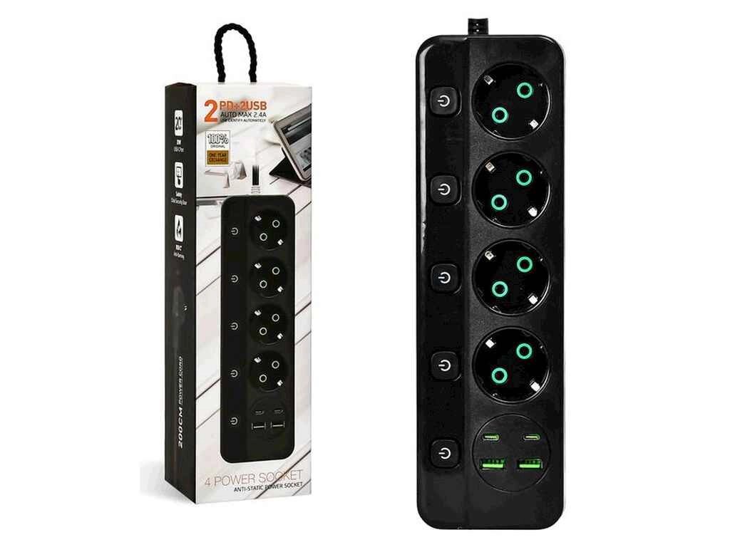 Фільтр мережевий 3м (4р 2USB 2PD з вимк) 30.5*8.8*7.6см R95595 ТМ POWER SOCKET від компанії Фортеця - фото 1