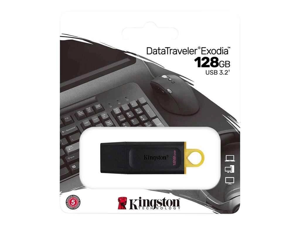 Флешка USB 128GB 3.2 DataTravel Exodia чорно-жовта ТМ Kingston від компанії Фортеця - фото 1