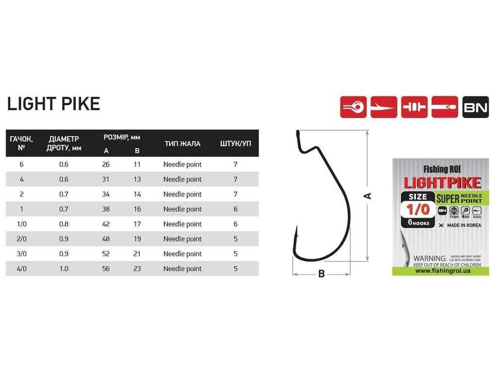 Гачки Light Pike № 4/0 (5шт/уп) 217-12-040 ТМ FISHING ROI від компанії Фортеця - фото 1
