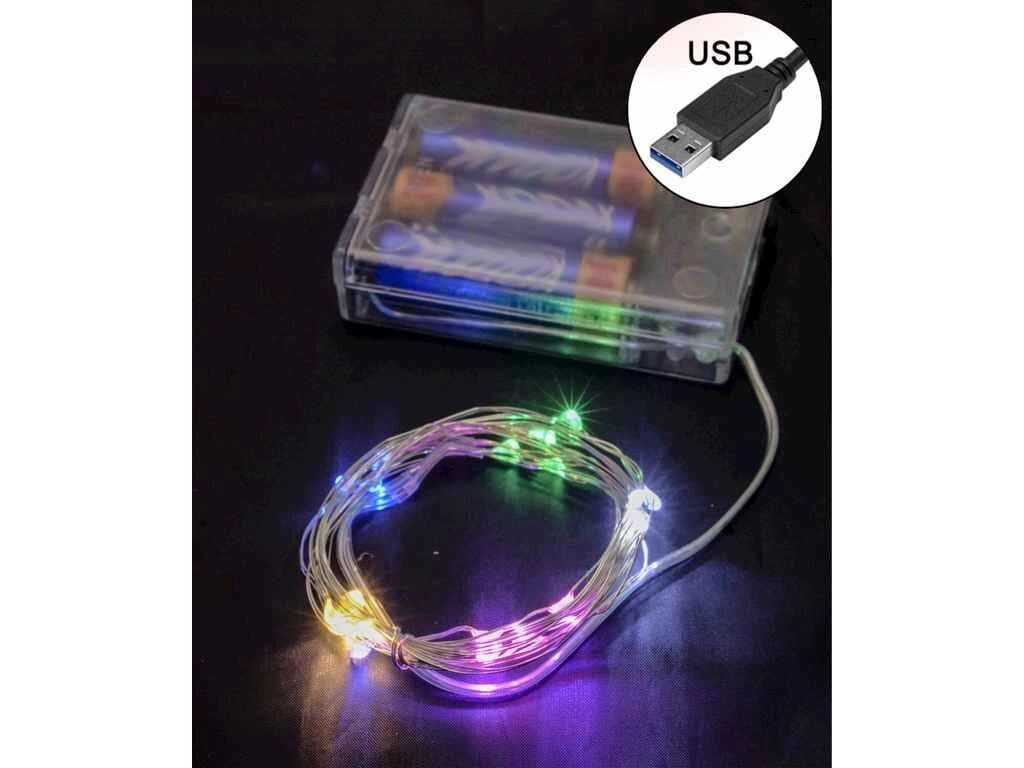 Гірлянда НА БАТАРЕЙКАХ РОСА 50LED мульті 5м USB ТМ КИТАЙ від компанії Фортеця - фото 1