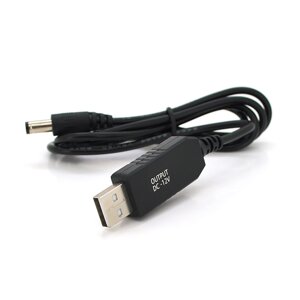 Кабель для роутера 5.5/2.5 mm (M) USB2.0 (Out: 12V), 1 м, Black, OEM