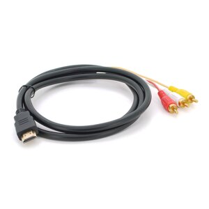 Кабель HDMI (тато) -3RCA (тато), 1.5m, 2 ферріта, обплетення, Black / Red, пакет