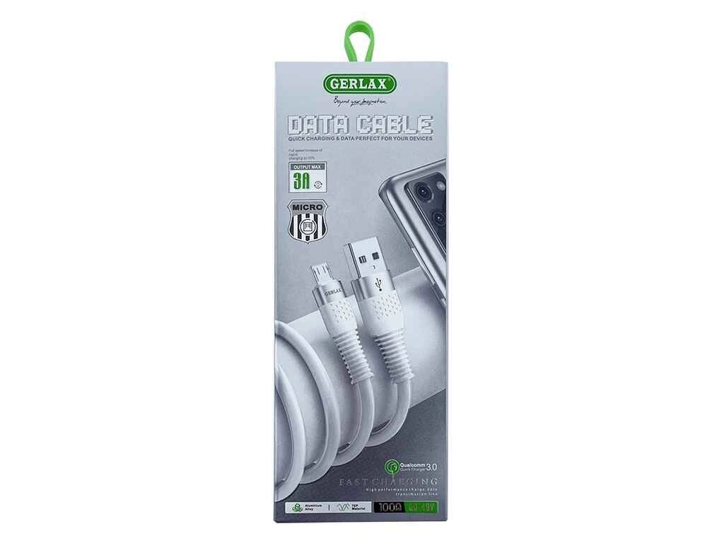 Кабель microUSB GD-49V 3А білий 1 м ТМ Gerlax від компанії Фортеця - фото 1