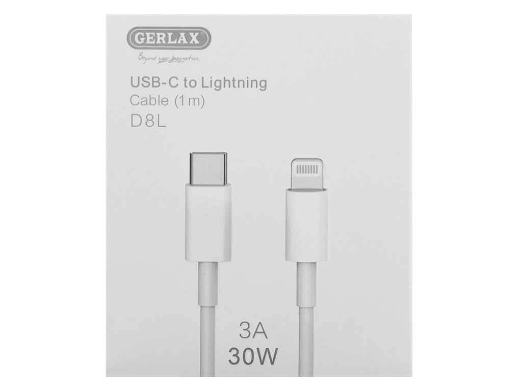 Кабель Type-C-Lightning iPhone PD Type-C для Lightning (11, 11 Pro, 11 Pro Max) D8L 3A/30w білий 1м ТМ Gerlax від компанії Фортеця - фото 1