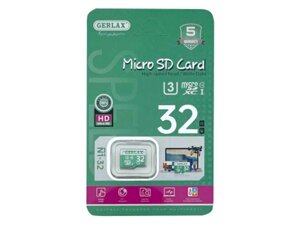 Карта памяті 32Gb Micro SD (10) adapter) (гарантія 1 рік) UHS-I/U3 ТМ Gerlax