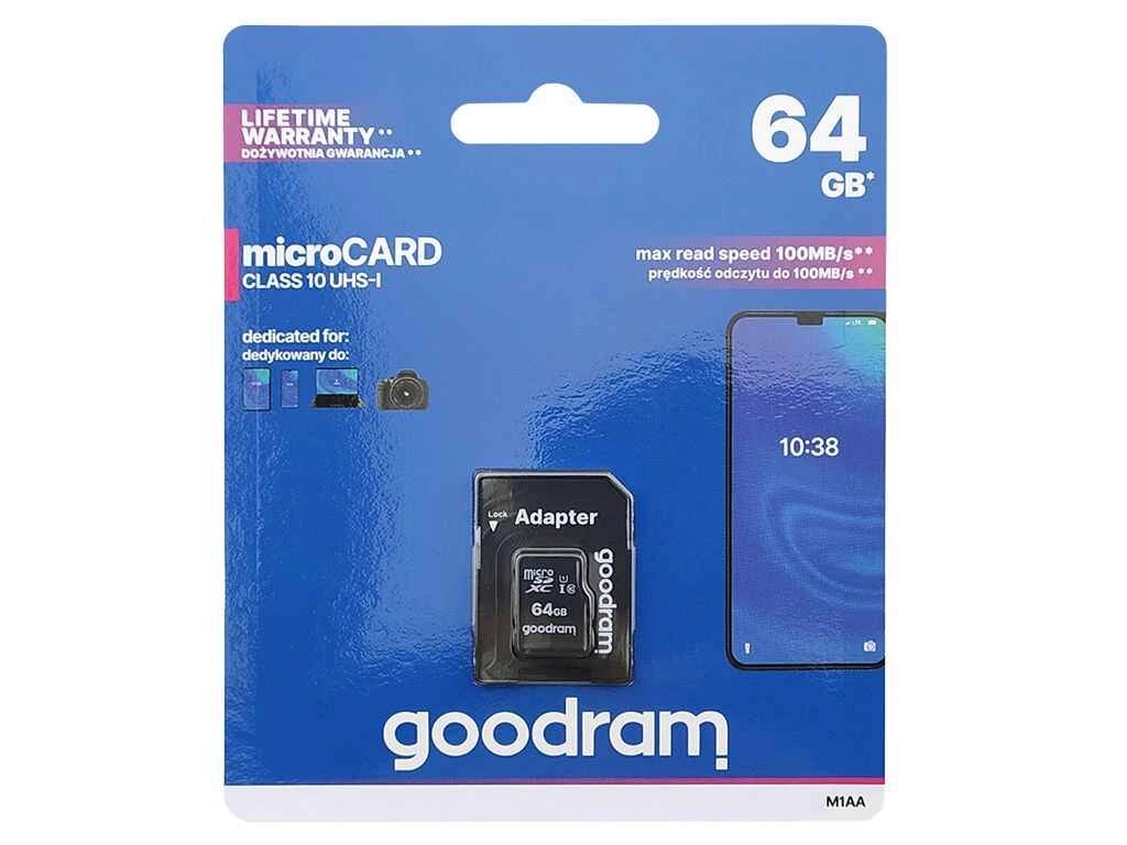 Карта памяті 64Gb Micro SD (10) (adapter) UHS-I ТМ Goodram від компанії Фортеця - фото 1