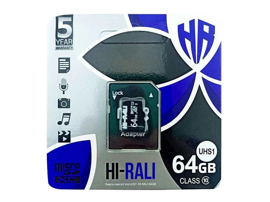 Карта памяті 64Gb Micro SD (10) (adapter) UHS-І ТМ Hi-Rali від компанії Фортеця - фото 1