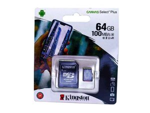 Карта памяті micro SDHC 64GB class 10 (з адаптером) ТМ Kingston