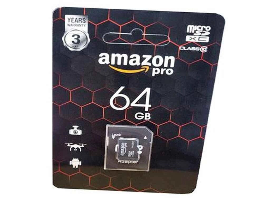 Карта памяті micro SDHC 64GB class 10 (з адаптером) ТМ AMAZONpro від компанії Фортеця - фото 1