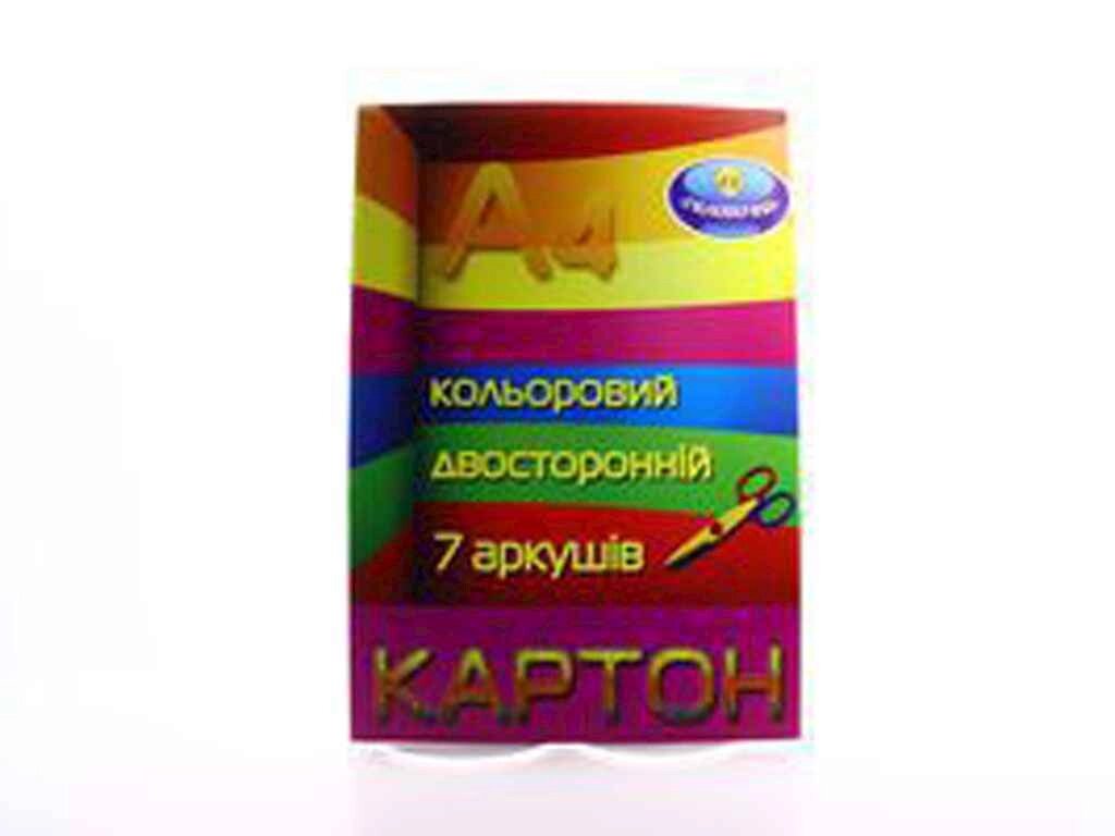 Картон кольоровий 2-сторонній, А-4 на 7 арк (7 кольорів) ТМ ТЕТРАДА від компанії Фортеця - фото 1