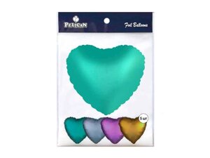 Кулька фольгована 18 серце сатин зелено 45 см (5 шт. пач.) 833640 тм pelican