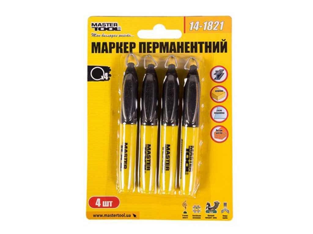 Маркер перманентний чорний (4шт.) 14-1821 ТМ MASTER TOOL від компанії Фортеця - фото 1