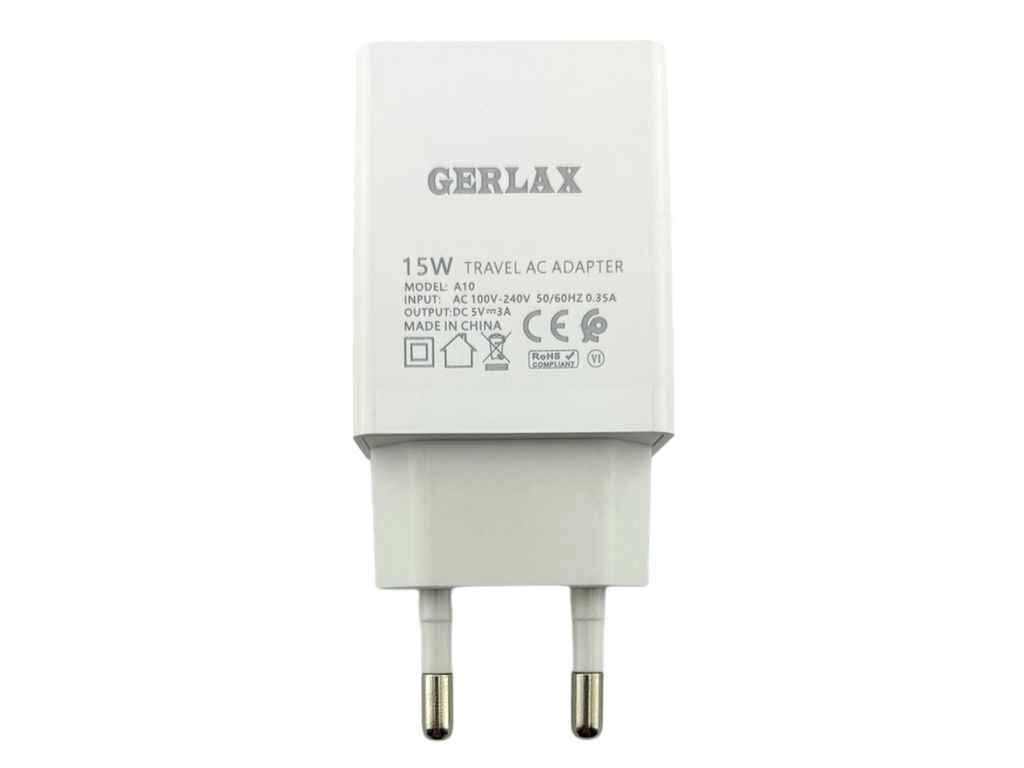 Мережевий зарядний пристрій блочок USB A10 3A QC 3.0 15w 1USB білий в т. ч. ТМ Gerlax від компанії Фортеця - фото 1