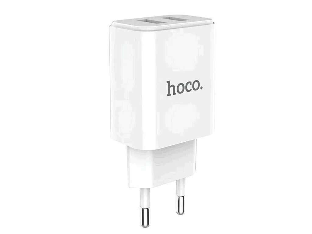 Мережевий зарядний пристрій Home Charger 2.1A 2U Hoco C62A White ТМ VERON від компанії Фортеця - фото 1