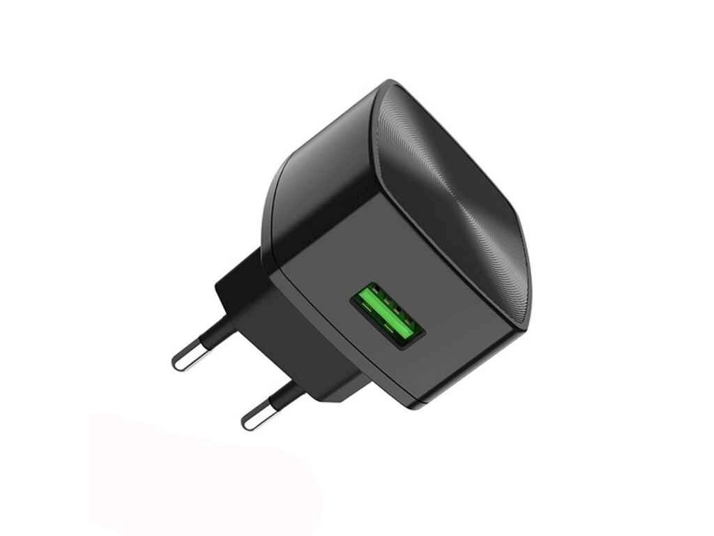 Мережевий зарядний пристрій Home Charger USB C Cable 18W QC3.0 (EU) — C70A Black ТМ Hoco від компанії Фортеця - фото 1