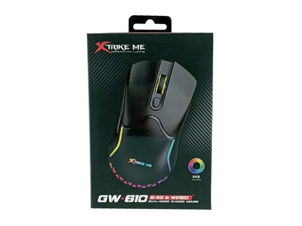 Мишка бездротова GW-610 RGB чорний ТМ XTRIKE від компанії Фортеця - фото 1