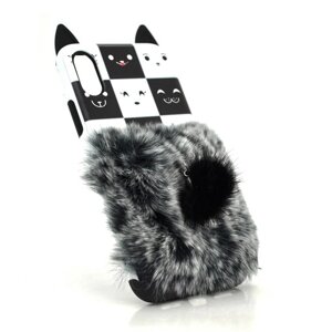 Накладка Кіт пухнастий хвіст (смарт кільце) iPhone 6/6s black