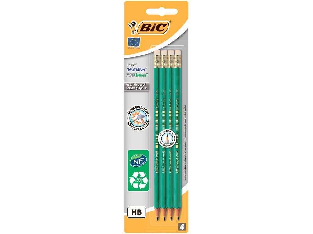 Олівець чорнографітовий Evolution Eco , з гумкою, 655HB, 4шт bc8902753 ТМ BIC від компанії Фортеця - фото 1