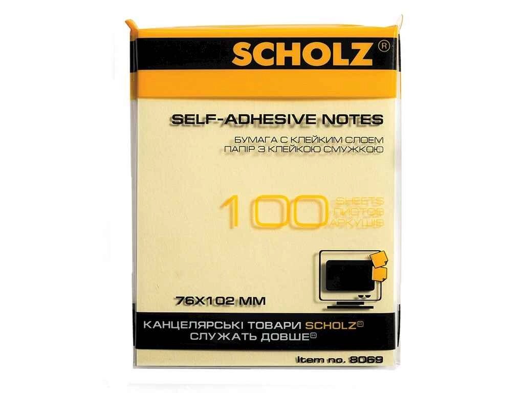 Папір клейкий, 76х102мм, 100 аркушів, жовтий, 8069 ТМ Scholz від компанії Фортеця - фото 1