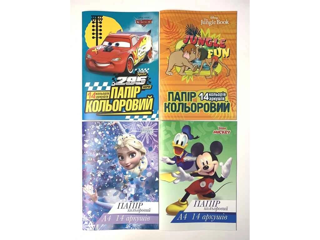 Папір кольоровий А4 14 аркушів 14 кольорів Disney ТМ Тетрада від компанії Фортеця - фото 1