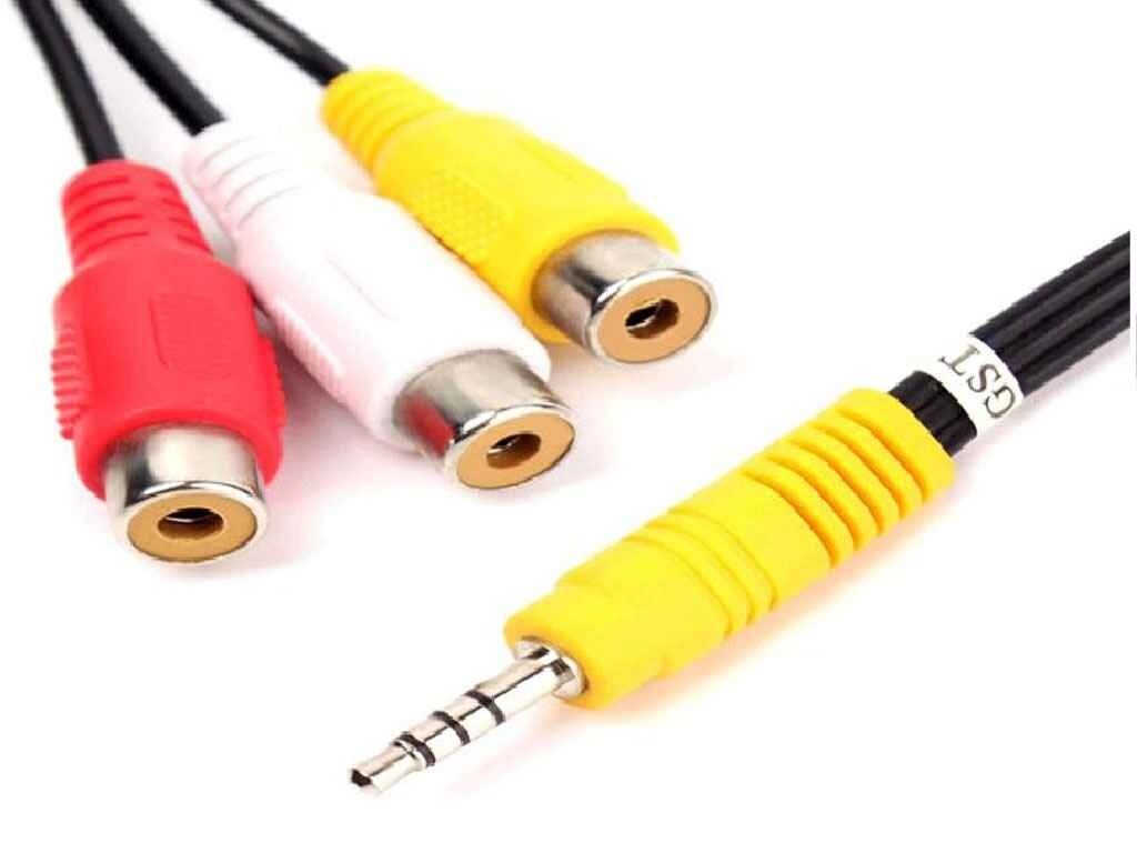 Перехідник 15см 3RCA-jack 3.5мм ТМ КИТАЙ від компанії Фортеця - фото 1