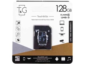 Карта памяті microSDXC (UHS-3) 128GB class 10 TG (з адаптером) ТМ TG